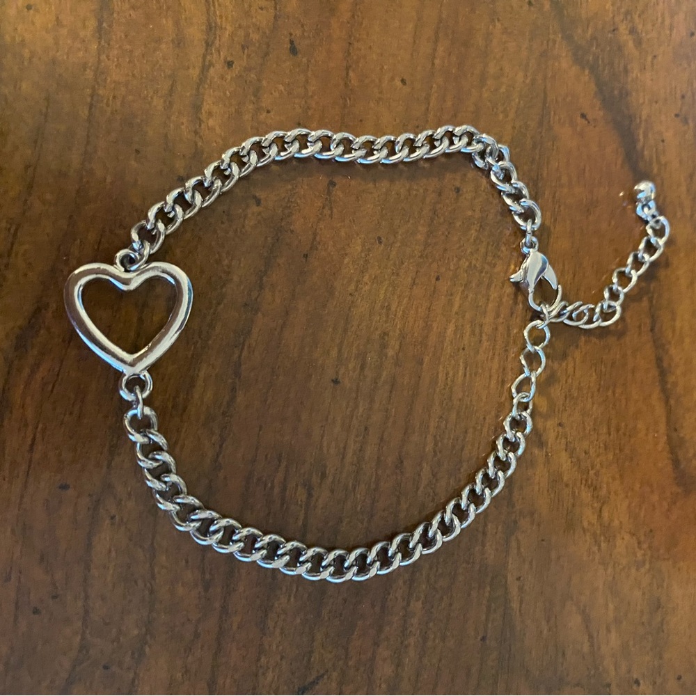 Silver heart anklet